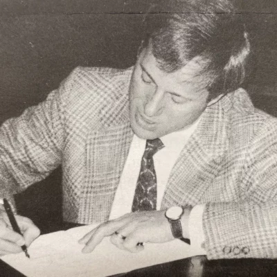 John Barr signinga book in 1991