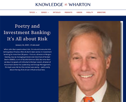 Poetry and Investment Banking Knowledge at Wharton cover